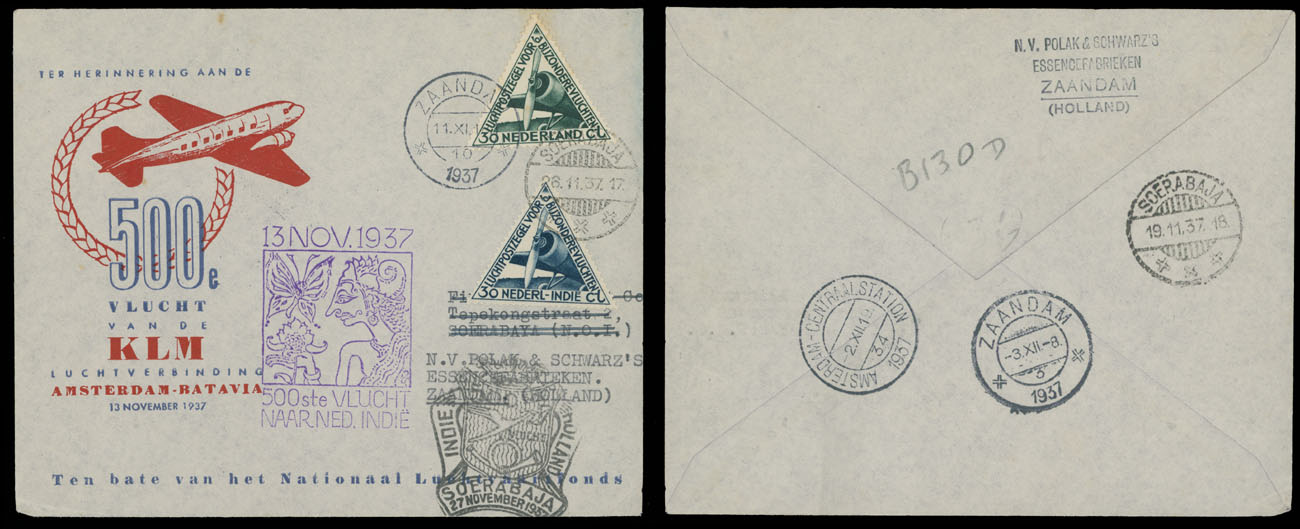 Lot 129 - 1. Worldwide Air Post Stamps and Postal History Netherlands -  Raritan Stamps Inc. Auction #96 Worldwide Air Post Stamps and Postal History, Philatelic Rarities of the World