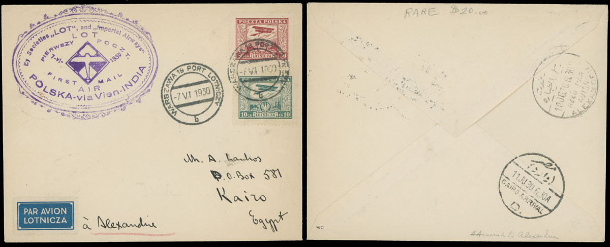 Lot 134 - 1. Worldwide Air Post Stamps and Postal History Poland -  Raritan Stamps Inc. Auction #96 Worldwide Air Post Stamps and Postal History, Philatelic Rarities of the World