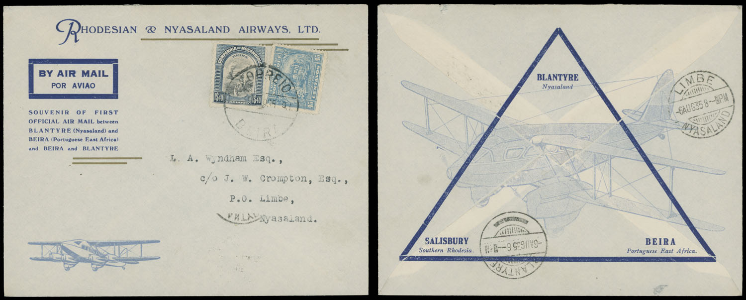 Lot 136 - 1. Worldwide Air Post Stamps and Postal History Portuguese East Africa -  Raritan Stamps Inc. Auction #96 Worldwide Air Post Stamps and Postal History, Philatelic Rarities of the World