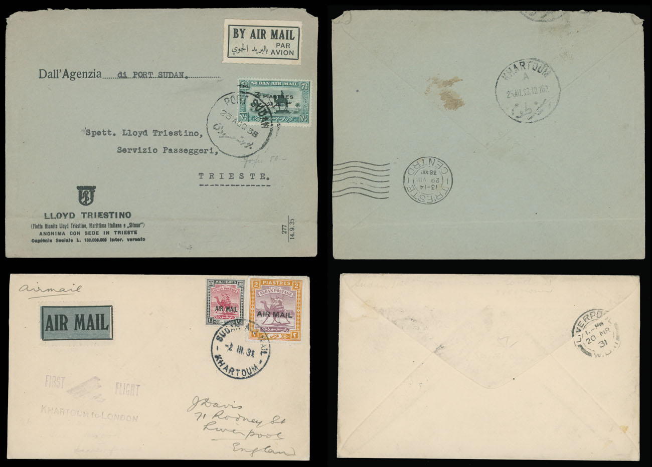 Lot 179 - 1. Worldwide Air Post Stamps and Postal History sudan - Raritan Stamps Inc. Auction #96 Worldwide Air Post Stamps and Postal History, Philatelic Rarities of the World Lot 179 - 1. Worldwide Air Post Stamps and Postal History sudan - Raritan Stamps Inc. Auction #96 Worldwide Air Post Stamps and Postal History, Philatelic Rarities of the World