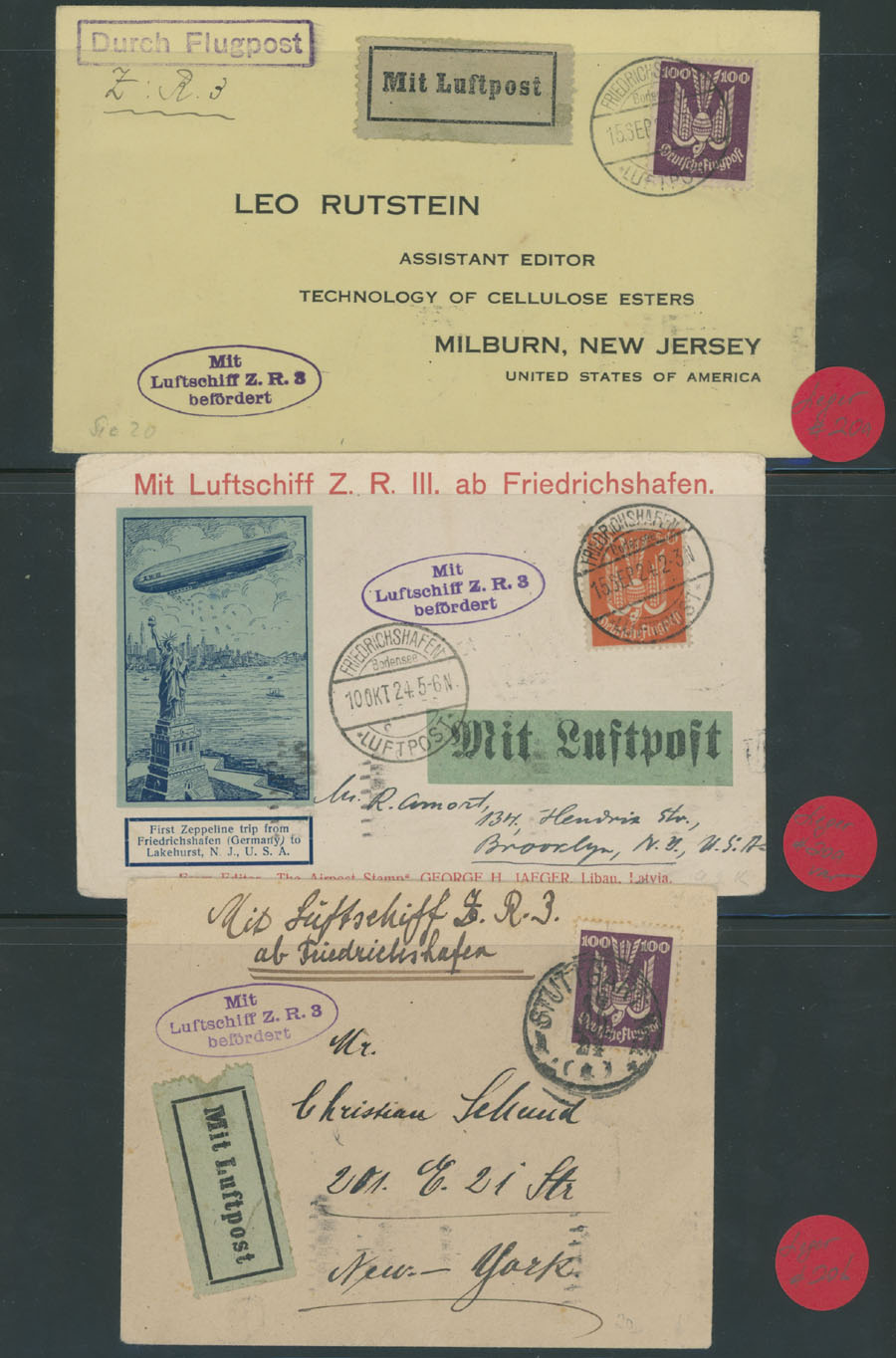 Lot 204 - 1. Worldwide Air Post Stamps and Postal History zeppelin flights - Raritan Stamps Inc. Auction #96 Worldwide Air Post Stamps and Postal History, Philatelic Rarities of the World Lot 204 - 1. Worldwide Air Post Stamps and Postal History zeppelin flights - Raritan Stamps Inc. Auction #96 Worldwide Air Post Stamps and Postal History, Philatelic Rarities of the World