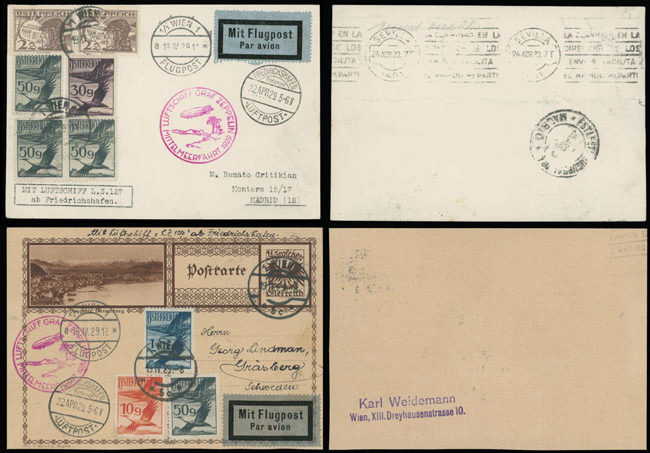 Lot 36 - 1. Worldwide Air Post Stamps and Postal History Austria - Zeppelin Flight - Raritan Stamps Inc. Auction #96 Worldwide Air Post Stamps and Postal History, Philatelic Rarities of the World Lot 36 - 1. Worldwide Air Post Stamps and Postal History Austria - Zeppelin Flight - Raritan Stamps Inc. Auction #96 Worldwide Air Post Stamps and Postal History, Philatelic Rarities of the World