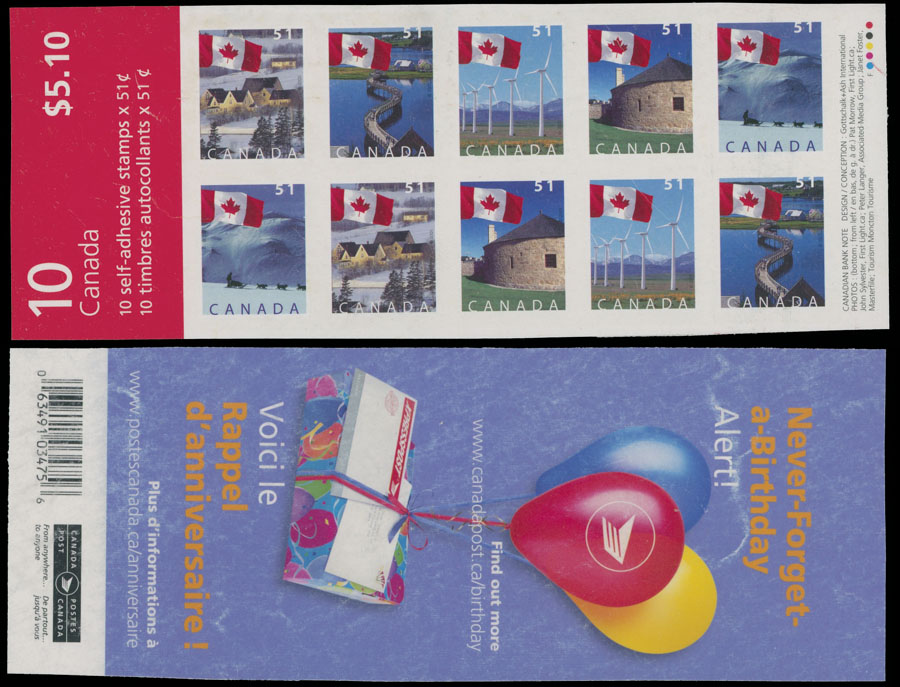 Lot 545 - 6. Canada stamp booklets -  Raritan Stamps Inc. Auction #96 Worldwide Air Post Stamps and Postal History, Philatelic Rarities of the World