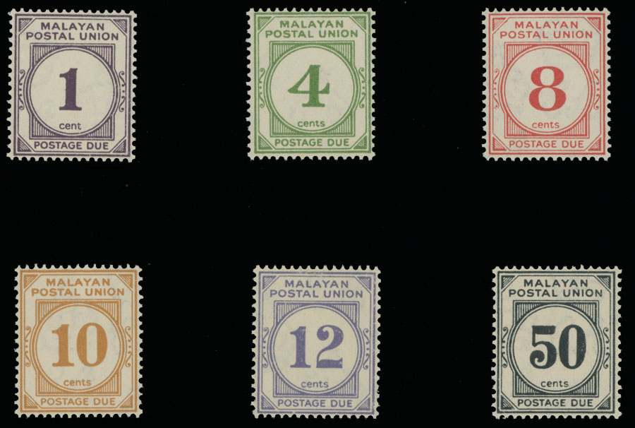 Lot 591 - 7. British Commonwealth (C-Z) Malaysia - Postage Due stamps -  Raritan Stamps Inc. Auction #96 Worldwide Air Post Stamps and Postal History, Philatelic Rarities of the World