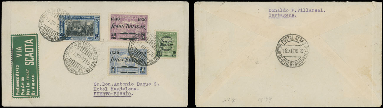 Lot 61 - 1. Worldwide Air Post Stamps and Postal History Colombia - Raritan Stamps Inc. Auction #96 Worldwide Air Post Stamps and Postal History, Philatelic Rarities of the World Lot 61 - 1. Worldwide Air Post Stamps and Postal History Colombia - Raritan Stamps Inc. Auction #96 Worldwide Air Post Stamps and Postal History, Philatelic Rarities of the World
