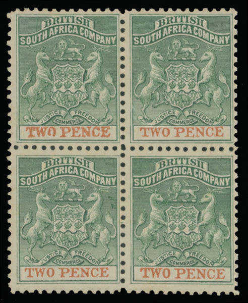 Lot 631 - 7. British Commonwealth (C-Z) RHODESIA - BRITISH SOUTH AFRICA COMPANY - Raritan Stamps Inc. Auction #96 Worldwide Air Post Stamps and Postal History, Philatelic Rarities of the World Lot 631 - 7. British Commonwealth (C-Z) RHODESIA - BRITISH SOUTH AFRICA COMPANY - Raritan Stamps Inc. Auction #96 Worldwide Air Post Stamps and Postal History, Philatelic Rarities of the World