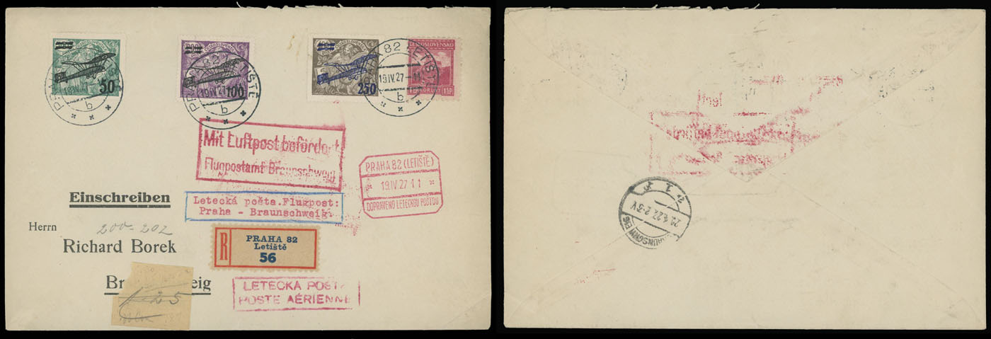 Lot 64 - 1. Worldwide Air Post Stamps and Postal History Czechoslovakia - Raritan Stamps Inc. Auction #96 Worldwide Air Post Stamps and Postal History, Philatelic Rarities of the World Lot 64 - 1. Worldwide Air Post Stamps and Postal History Czechoslovakia - Raritan Stamps Inc. Auction #96 Worldwide Air Post Stamps and Postal History, Philatelic Rarities of the World