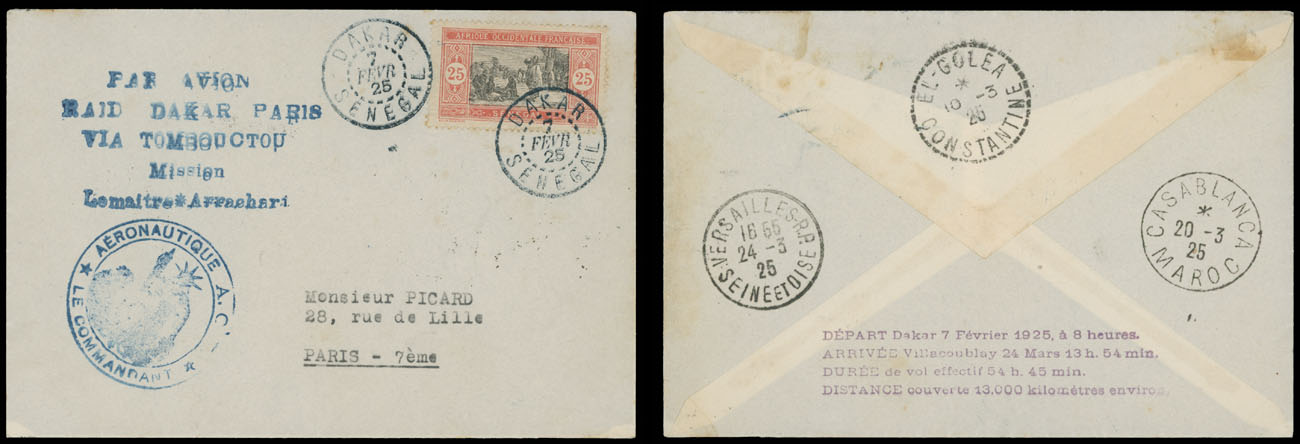 Lot 80 - 1. Worldwide Air Post Stamps and Postal History French Colonies - Senegal - Raritan Stamps Inc. Auction #96 Worldwide Air Post Stamps and Postal History, Philatelic Rarities of the World Lot 80 - 1. Worldwide Air Post Stamps and Postal History French Colonies - Senegal - Raritan Stamps Inc. Auction #96 Worldwide Air Post Stamps and Postal History, Philatelic Rarities of the World