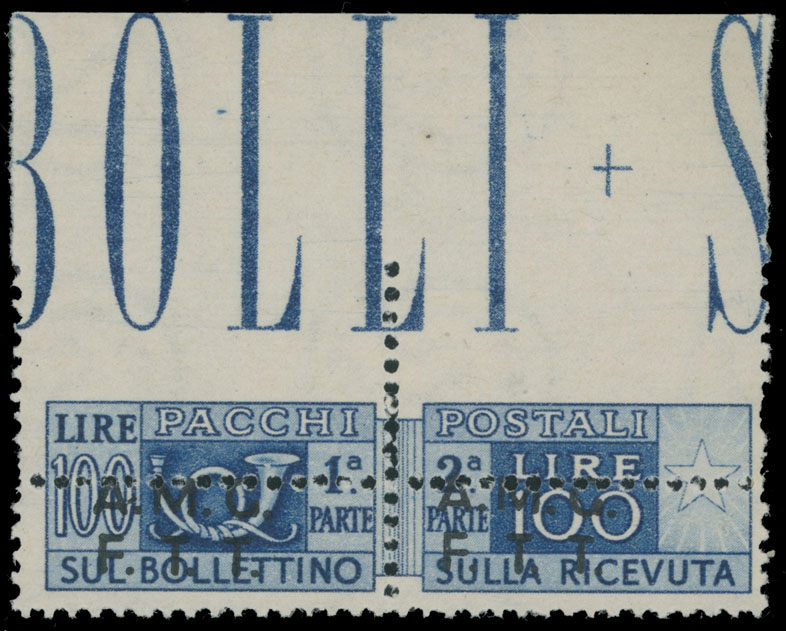 Lot 838 - Italy trieste (zone a) - parcel post stamps - Raritan Stamps Inc. Auction #96 Worldwide Air Post Stamps and Postal History, Philatelic Rarities of the World Lot 838 - Italy trieste (zone a) - parcel post stamps - Raritan Stamps Inc. Auction #96 Worldwide Air Post Stamps and Postal History, Philatelic Rarities of the World