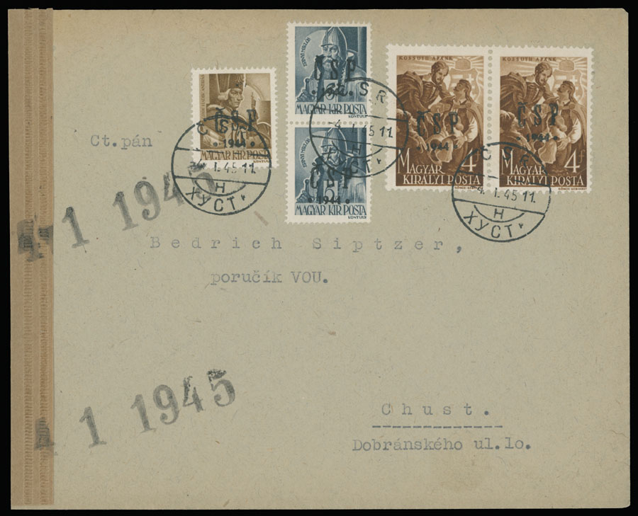 Lot 13 - 3. Chust Postal History items  -  Raritan Stamps Inc. The Jiří Majer Collection of Carpatho - Ukraine 1944-1945, Live Bidding Auction #98