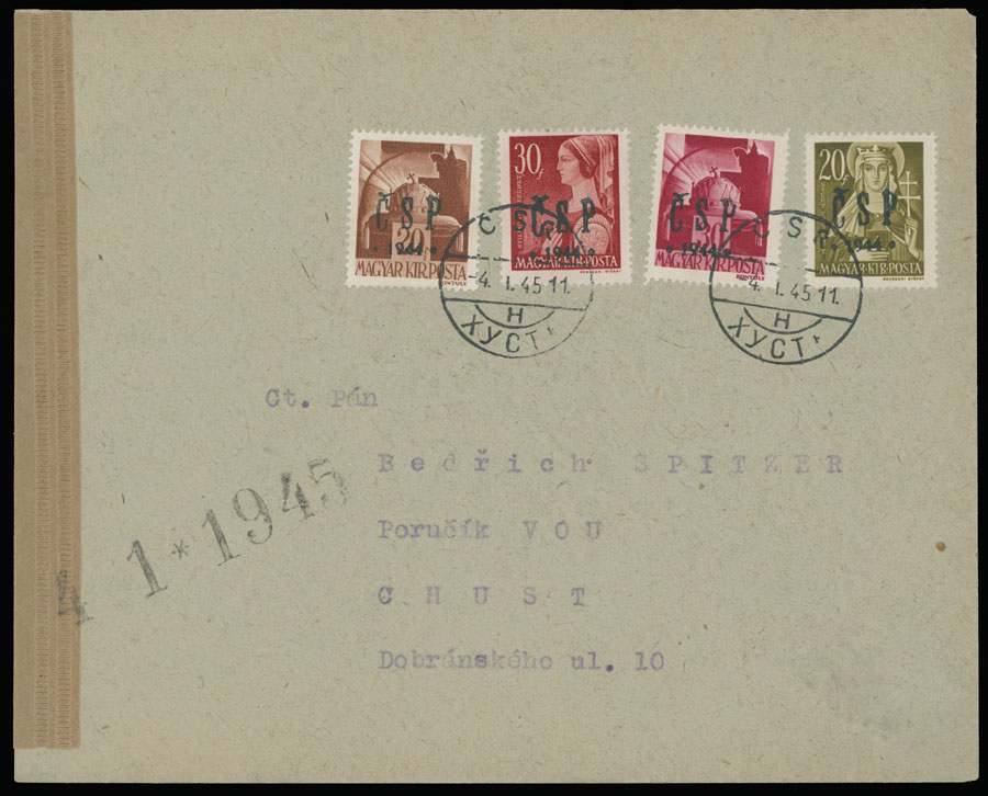 Lot 14 - 3. Chust Postal History items  -  Raritan Stamps Inc. The Jiří Majer Collection of Carpatho - Ukraine 1944-1945, Live Bidding Auction #98