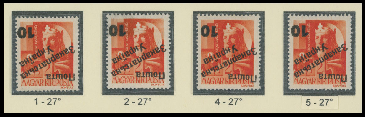 Lot 211 - 9. Uzhgorod Second issue Postage stamps - Raritan Stamps Inc. The Jiří Majer Collection of Carpatho - Ukraine 1944-1945, Live Bidding Auction #98 Lot 211 - 9. Uzhgorod Second issue Postage stamps - Raritan Stamps Inc. The Jiří Majer Collection of Carpatho - Ukraine 1944-1945, Live Bidding Auction #98