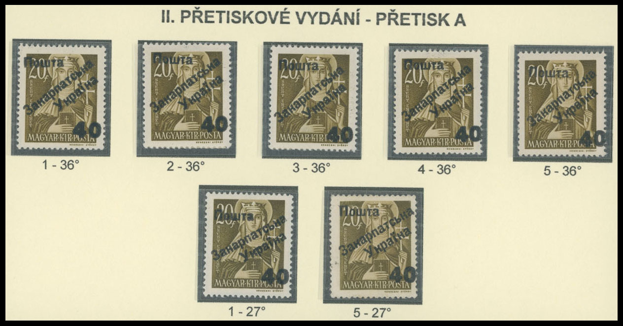 Lot 240 - 9. Uzhgorod Second issue Postage stamps - Raritan Stamps Inc. The Jiří Majer Collection of Carpatho - Ukraine 1944-1945, Live Bidding Auction #98 Lot 240 - 9. Uzhgorod Second issue Postage stamps - Raritan Stamps Inc. The Jiří Majer Collection of Carpatho - Ukraine 1944-1945, Live Bidding Auction #98