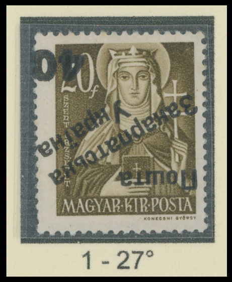 Lot 241 - 9. Uzhgorod Second issue Postage stamps - Raritan Stamps Inc. The Jiří Majer Collection of Carpatho - Ukraine 1944-1945, Live Bidding Auction #98 Lot 241 - 9. Uzhgorod Second issue Postage stamps - Raritan Stamps Inc. The Jiří Majer Collection of Carpatho - Ukraine 1944-1945, Live Bidding Auction #98