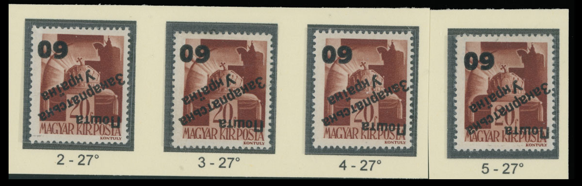 Lot 299 - 9. Uzhgorod Second issue Postage stamps - Raritan Stamps Inc. The Jiří Majer Collection of Carpatho - Ukraine 1944-1945, Live Bidding Auction #98 Lot 299 - 9. Uzhgorod Second issue Postage stamps - Raritan Stamps Inc. The Jiří Majer Collection of Carpatho - Ukraine 1944-1945, Live Bidding Auction #98