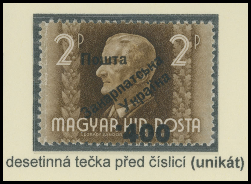 Lot 351 - 9. Uzhgorod Second issue Postage stamps - Raritan Stamps Inc. The Jiří Majer Collection of Carpatho - Ukraine 1944-1945, Live Bidding Auction #98 Lot 351 - 9. Uzhgorod Second issue Postage stamps - Raritan Stamps Inc. The Jiří Majer Collection of Carpatho - Ukraine 1944-1945, Live Bidding Auction #98