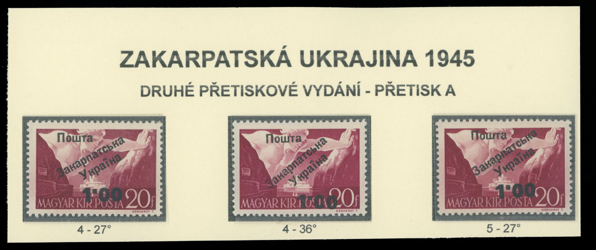 Lot 359 - 9. Uzhgorod Second issue Postage stamps - Raritan Stamps Inc. The Jiří Majer Collection of Carpatho - Ukraine 1944-1945, Live Bidding Auction #98 Lot 359 - 9. Uzhgorod Second issue Postage stamps - Raritan Stamps Inc. The Jiří Majer Collection of Carpatho - Ukraine 1944-1945, Live Bidding Auction #98