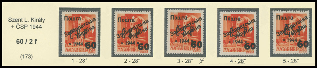 Lot 429 - 9. Uzhgorod Second issue Postage stamps Surcharges over Chust overprint - Raritan Stamps Inc. The Jiří Majer Collection of Carpatho - Ukraine 1944-1945, Live Bidding Auction #98 Lot 429 - 9. Uzhgorod Second issue Postage stamps Surcharges over Chust overprint - Raritan Stamps Inc. The Jiří Majer Collection of Carpatho - Ukraine 1944-1945, Live Bidding Auction #98