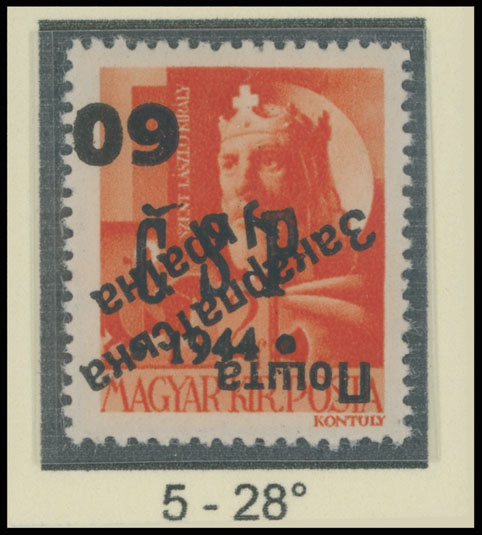 Lot 431 - 9. Uzhgorod Second issue Postage stamps Surcharges over Chust overprint - Raritan Stamps Inc. The Jiří Majer Collection of Carpatho - Ukraine 1944-1945, Live Bidding Auction #98 Lot 431 - 9. Uzhgorod Second issue Postage stamps Surcharges over Chust overprint - Raritan Stamps Inc. The Jiří Majer Collection of Carpatho - Ukraine 1944-1945, Live Bidding Auction #98