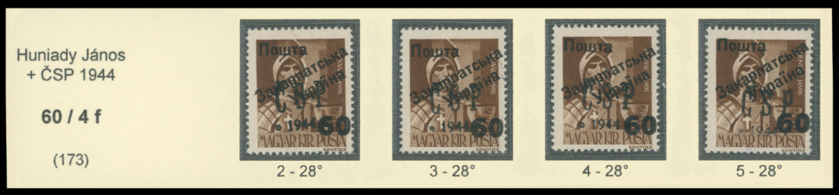 Lot 434 - 9. Uzhgorod Second issue Postage stamps Surcharges over Chust overprint - Raritan Stamps Inc. The Jiří Majer Collection of Carpatho - Ukraine 1944-1945, Live Bidding Auction #98 Lot 434 - 9. Uzhgorod Second issue Postage stamps Surcharges over Chust overprint - Raritan Stamps Inc. The Jiří Majer Collection of Carpatho - Ukraine 1944-1945, Live Bidding Auction #98