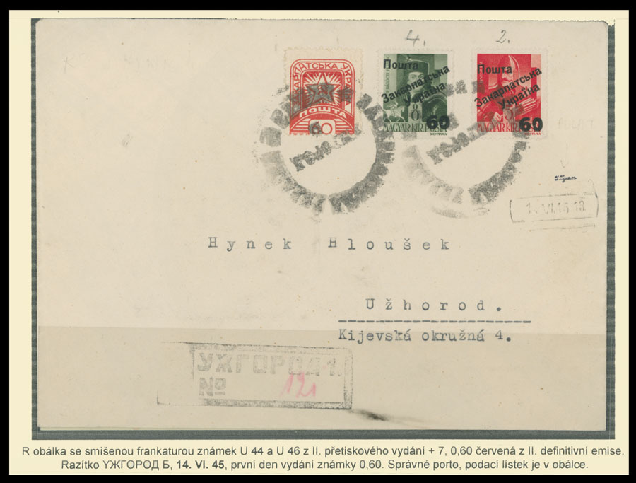 Lot 493 - 10. Uzhgorod Issues - Postal History Items - Raritan Stamps Inc. The Jiří Majer Collection of Carpatho - Ukraine 1944-1945, Live Bidding Auction #98 Lot 493 - 10. Uzhgorod Issues - Postal History Items - Raritan Stamps Inc. The Jiří Majer Collection of Carpatho - Ukraine 1944-1945, Live Bidding Auction #98
