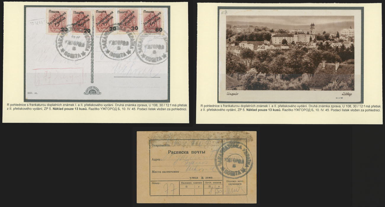 Lot 515 - 10. Uzhgorod Issues - Postal History Items - Raritan Stamps Inc. The Jiří Majer Collection of Carpatho - Ukraine 1944-1945, Live Bidding Auction #98 Lot 515 - 10. Uzhgorod Issues - Postal History Items - Raritan Stamps Inc. The Jiří Majer Collection of Carpatho - Ukraine 1944-1945, Live Bidding Auction #98