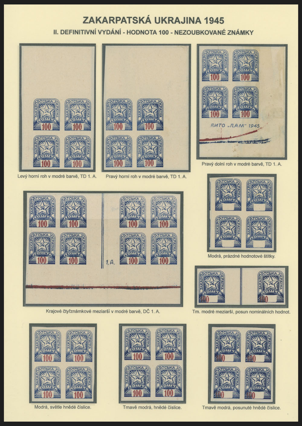 Lot 532 - 11. Soviet Definitive issues Second Issue - Raritan Stamps Inc. The Jiří Majer Collection of Carpatho - Ukraine 1944-1945, Live Bidding Auction #98 Lot 532 - 11. Soviet Definitive issues Second Issue - Raritan Stamps Inc. The Jiří Majer Collection of Carpatho - Ukraine 1944-1945, Live Bidding Auction #98
