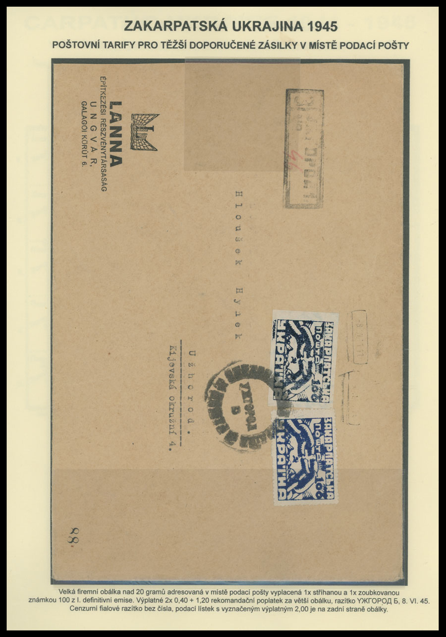 Lot 560 - 12. Soviet issues Postal History Items - Raritan Stamps Inc. The Jiří Majer Collection of Carpatho - Ukraine 1944-1945, Live Bidding Auction #98 Lot 560 - 12. Soviet issues Postal History Items - Raritan Stamps Inc. The Jiří Majer Collection of Carpatho - Ukraine 1944-1945, Live Bidding Auction #98
