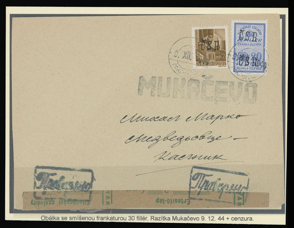 Lot 76 - 5. Mukačevo Postal History Items - Raritan Stamps Inc. The Jiří Majer Collection of Carpatho - Ukraine 1944-1945, Live Bidding Auction #98 Lot 76 - 5. Mukačevo Postal History Items - Raritan Stamps Inc. The Jiří Majer Collection of Carpatho - Ukraine 1944-1945, Live Bidding Auction #98