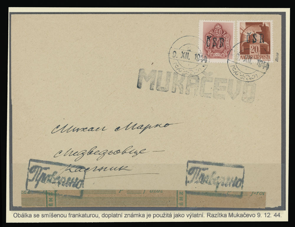 Lot 77 - 5. Mukačevo Postal History Items - Raritan Stamps Inc. The Jiří Majer Collection of Carpatho - Ukraine 1944-1945, Live Bidding Auction #98 Lot 77 - 5. Mukačevo Postal History Items - Raritan Stamps Inc. The Jiří Majer Collection of Carpatho - Ukraine 1944-1945, Live Bidding Auction #98