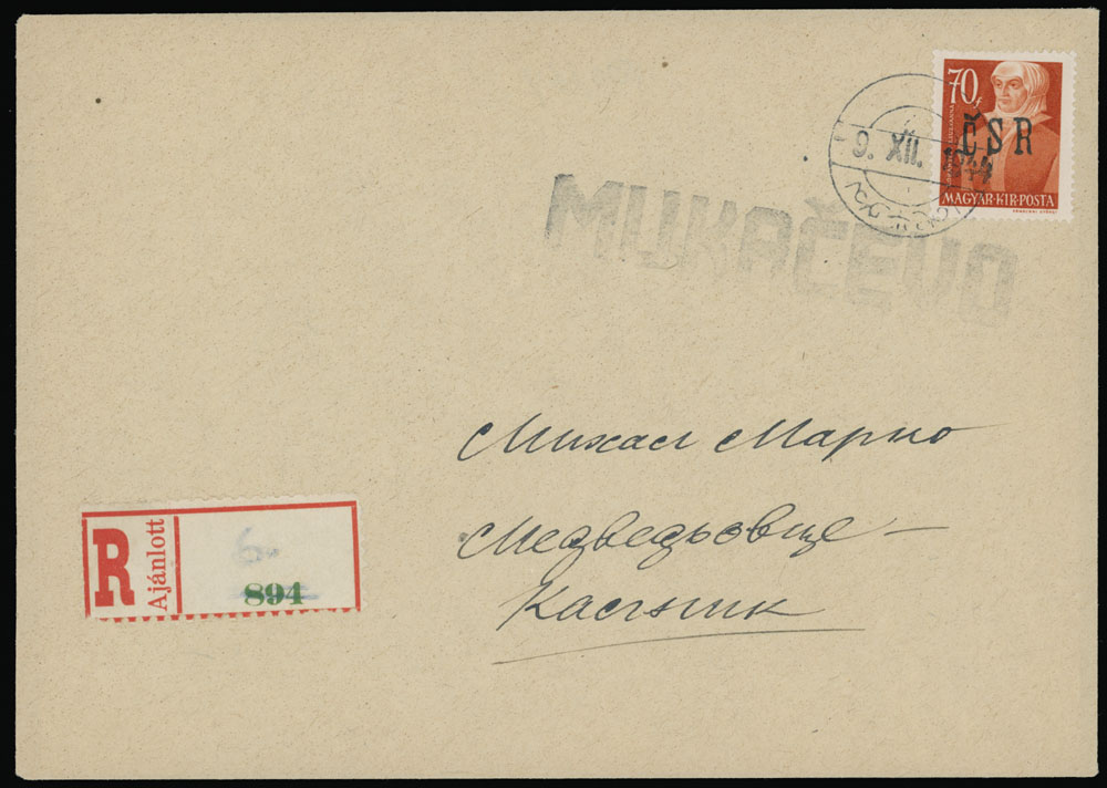 Lot 80 - 5. Mukačevo Postal History Items - Raritan Stamps Inc. The Jiří Majer Collection of Carpatho - Ukraine 1944-1945, Live Bidding Auction #98 Lot 80 - 5. Mukačevo Postal History Items - Raritan Stamps Inc. The Jiří Majer Collection of Carpatho - Ukraine 1944-1945, Live Bidding Auction #98